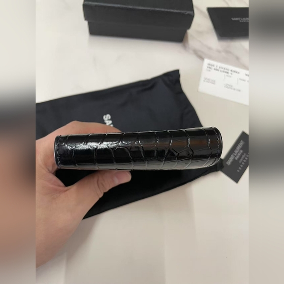 Saint Laurent Black Crocodile Embossed Wallet - Picture 7 of 16
